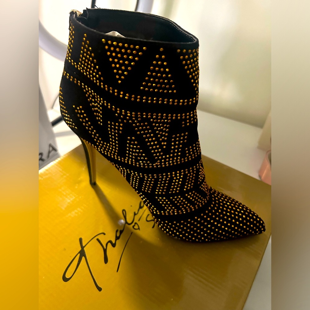 Black & gold booties